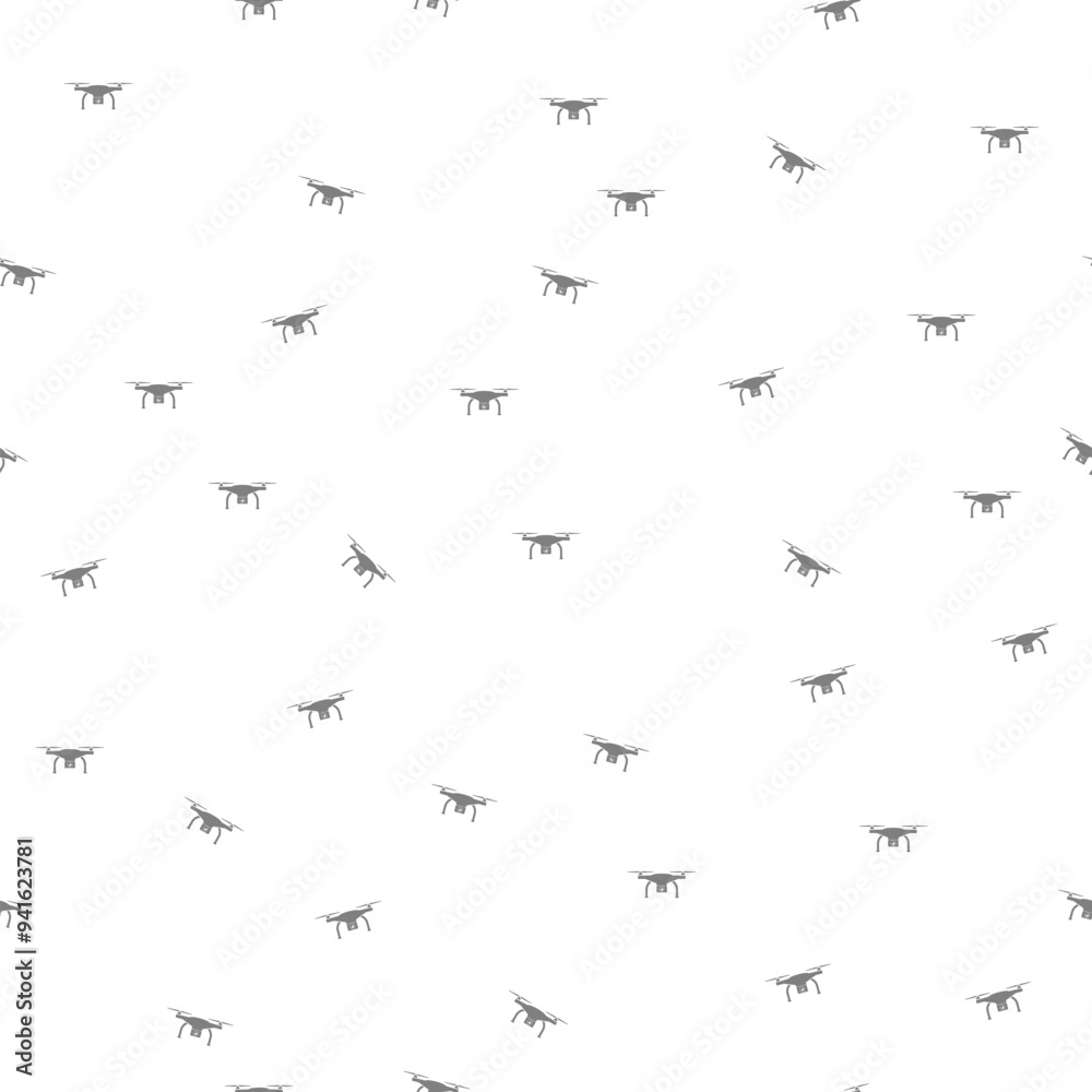 Drone flying with camera icon isolated seamless pattern Drone flying with camera icon isolated seamless pattern