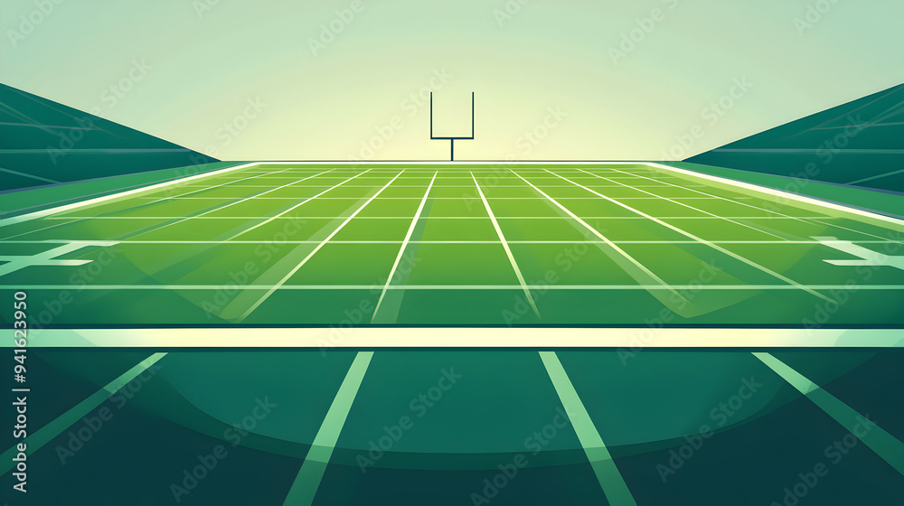 A flat vector illustration of an American football field background, featuring a stylized gridiron with clearly marked yard lines, and a centered frame for text. Earthy green tones A flat vector illustration of an American football field background, featuring a stylized gridiron with clearly marked yard lines, and a centered frame for text. Earthy green tones