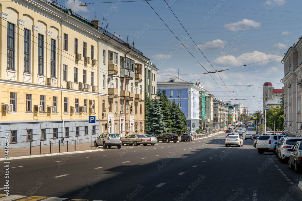 The empty streets of Belgorod, city in west of Russia, close to Ukraine border, with Russian architecture during the day.
The empty streets of Belgorod, city in west of Russia, close to Ukraine border, with Russian architecture during the day.