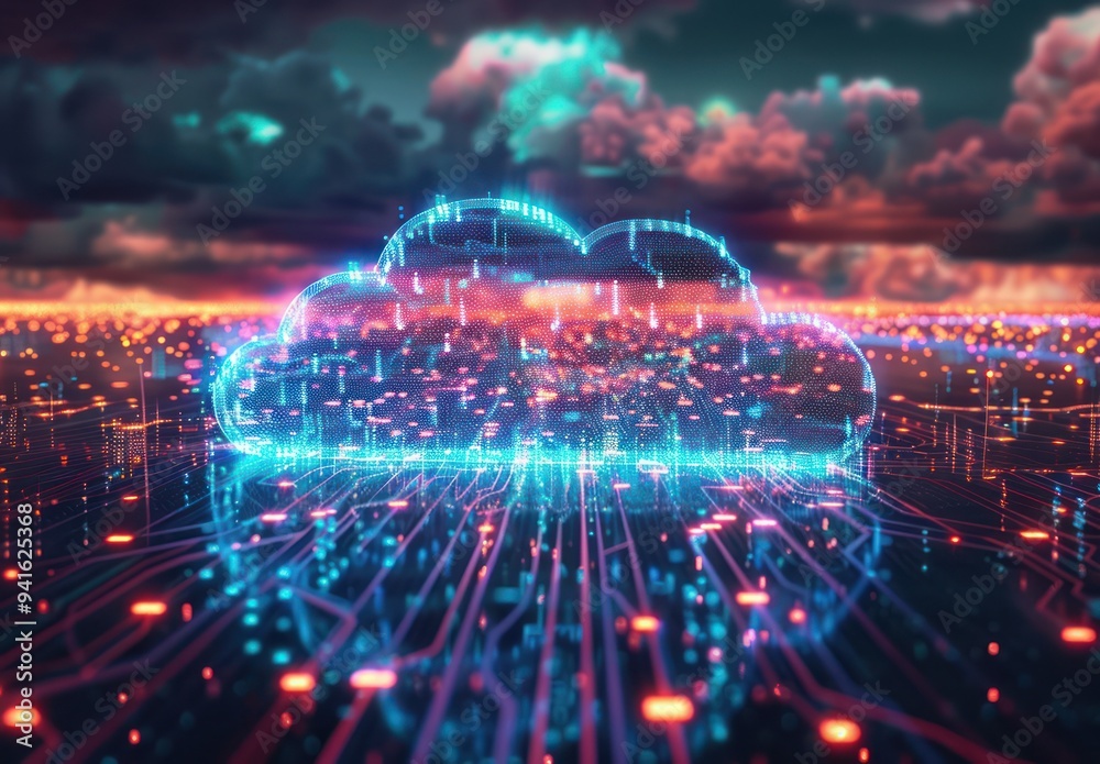 Cloud Computing, Digital Network, Data Storage Cloud Computing, Digital Network, Data Storage