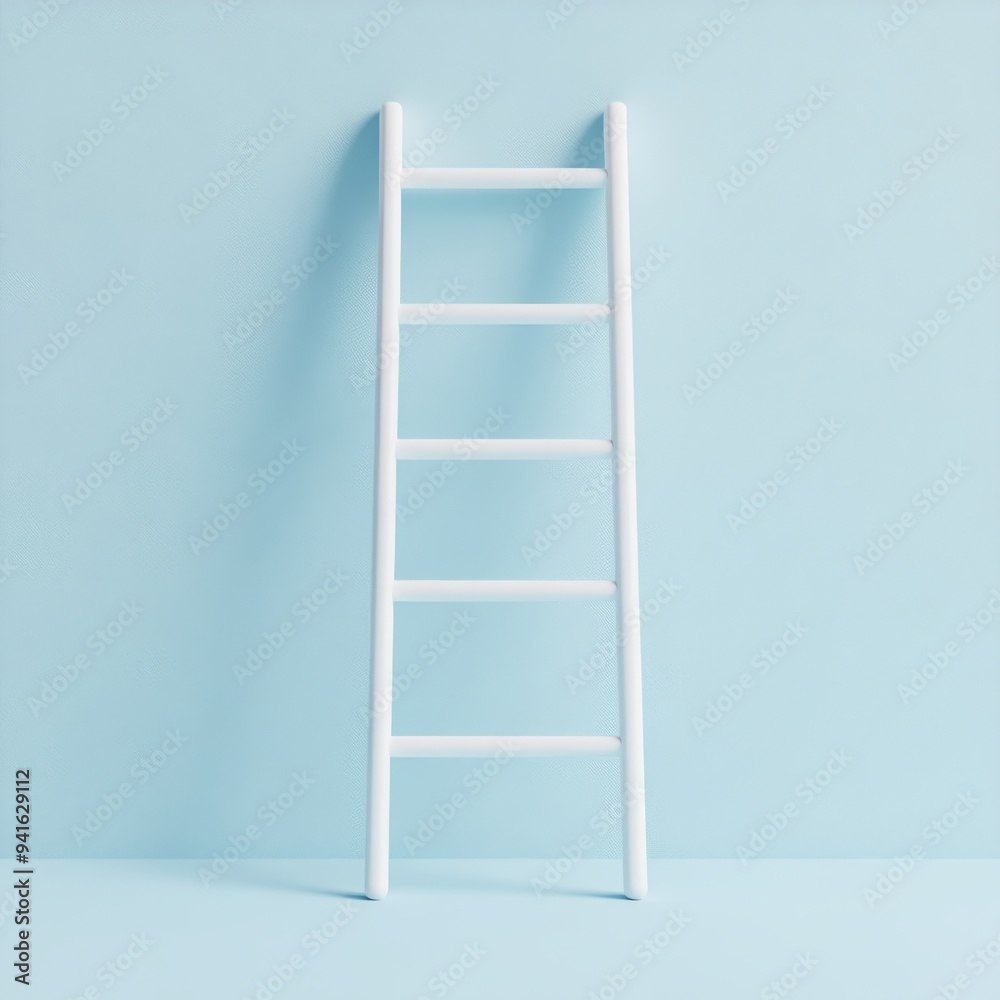 Minimalistic 3D Bathroom Towel Ladder Icon with Reflective Surface on Light Blue Background Minimalistic 3D Bathroom Towel Ladder Icon with Reflective Surface on Light Blue Background