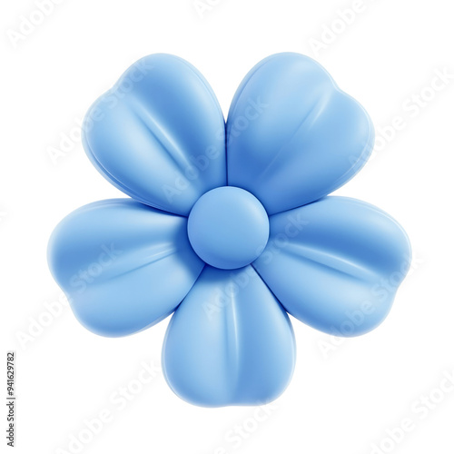 blue flower 3d render icon isolated on transparent background cutout