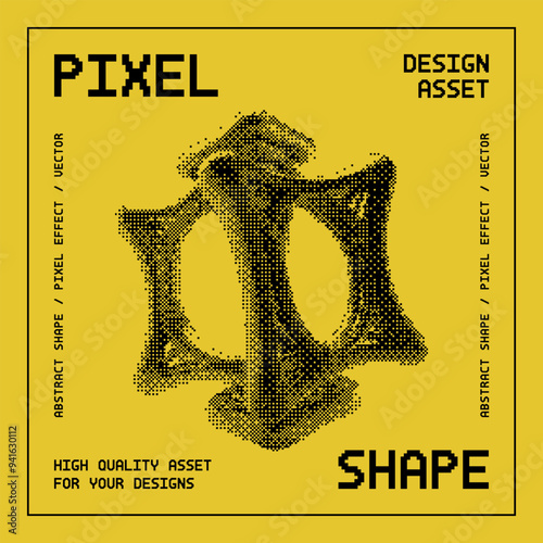 Abstract vector shape with bitmap dither effect