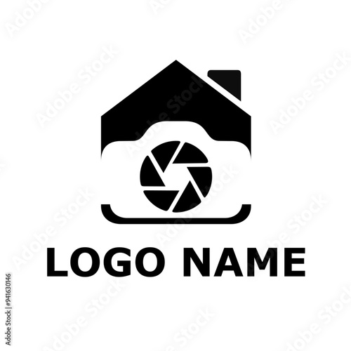 photo booth studio logo, simple camera. design vector photography company