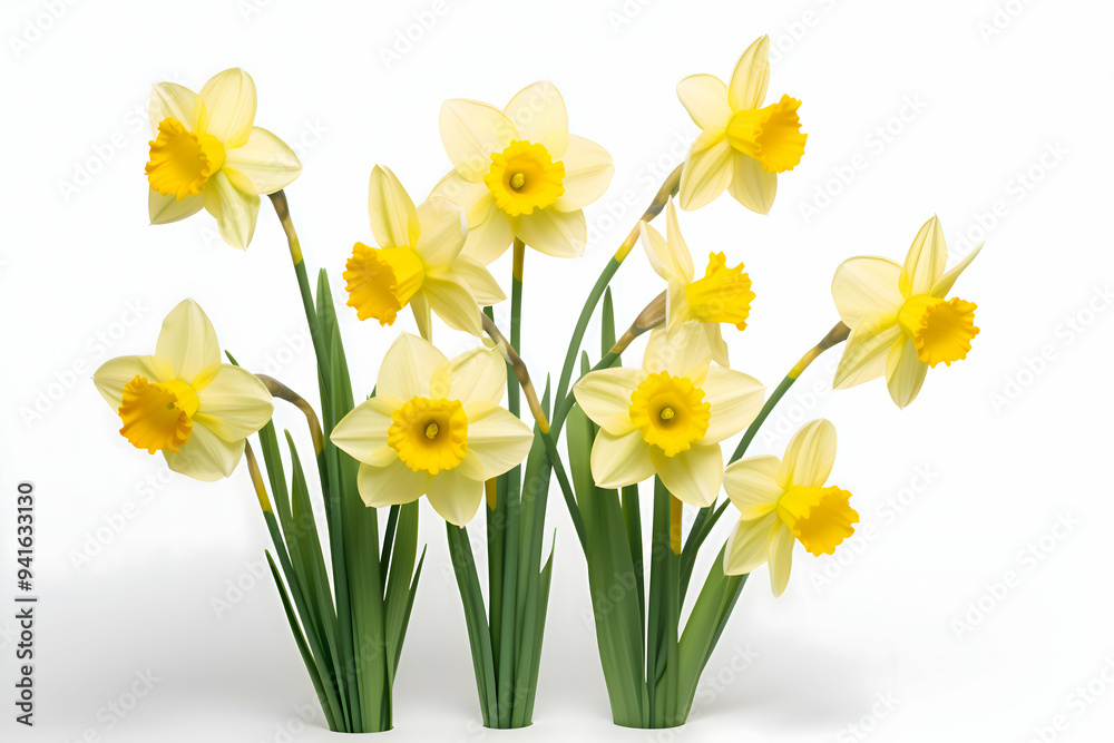 Sunny Yellow Daffodils in Full Bloom, A Bright and Cheerful Springtime Display Sunny Yellow Daffodils in Full Bloom, A Bright and Cheerful Springtime Display
