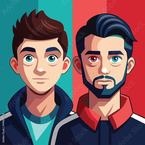 young man avatar character, due avatar, Man Vector Icon Cartoon Illustration 