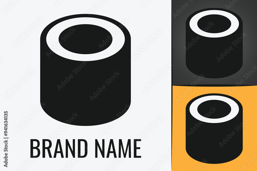 Japanese Sushi Roll Seafood logo. Japan Cuisine roll logotype. Asian sushi logo roll food in chopsticks. Japanese Sushi Roll Seafood logo. Japan Cuisine roll logotype. Asian sushi logo roll food in chopsticks.