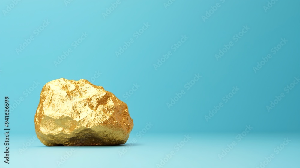 Gold nugget, symbol of wealth, 3D illustration Gold nugget, symbol of wealth, 3D illustration