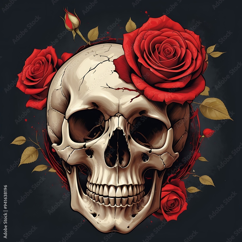 skull and rose skull and rose