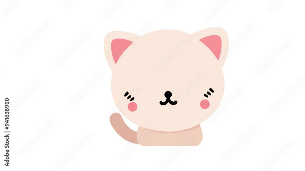 Cute cat 2d looping animation with green screen Cute cat 2d looping animation with green screen