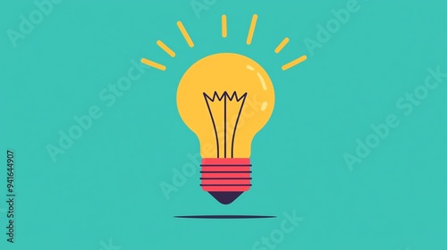Light bulb with lightning bolt, powerful ideas leading to rapid growth, flat design illustration
