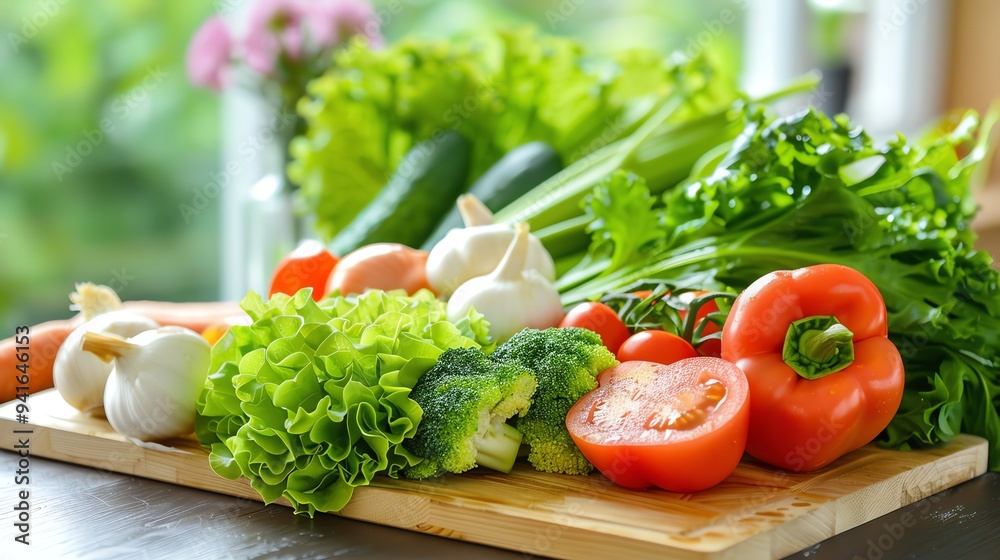 Fresh vegetables on a cutting board. Fresh vegetables on a cutting board.