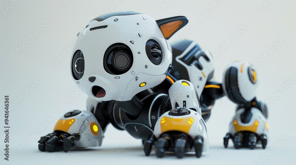 A robot in shape of animal pet against white background A robot in shape of animal pet against white background