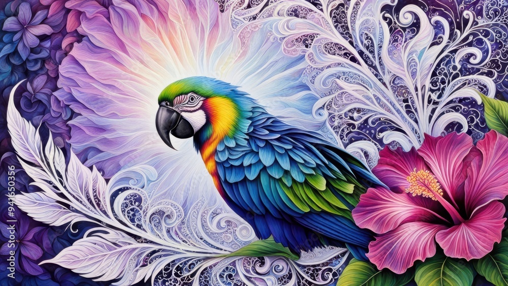 Obraz premium blue and yellow parrot created with generative AI software