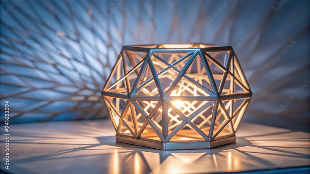 Fototapeta premium Geometric Candle Holder with Soft Light and Shadows