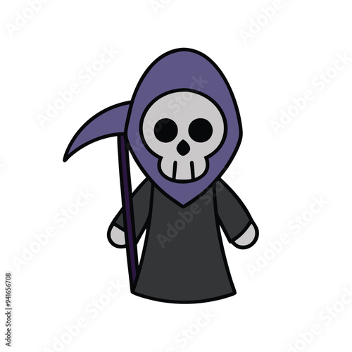 Grim Reaper Halloween Logo Icon Vector Art.