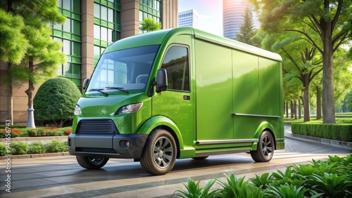 Electric Delivery Van: Eco-friendly, Green, Futuristic, Clean, Sustainable photo