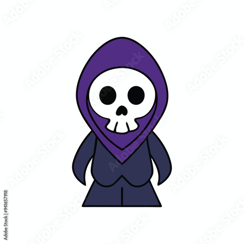 Grim Reaper Halloween Logo Icon Vector Art.