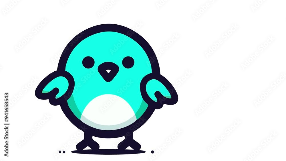 Cute bird 2d looping animation with green screen Cute bird 2d looping animation with green screen