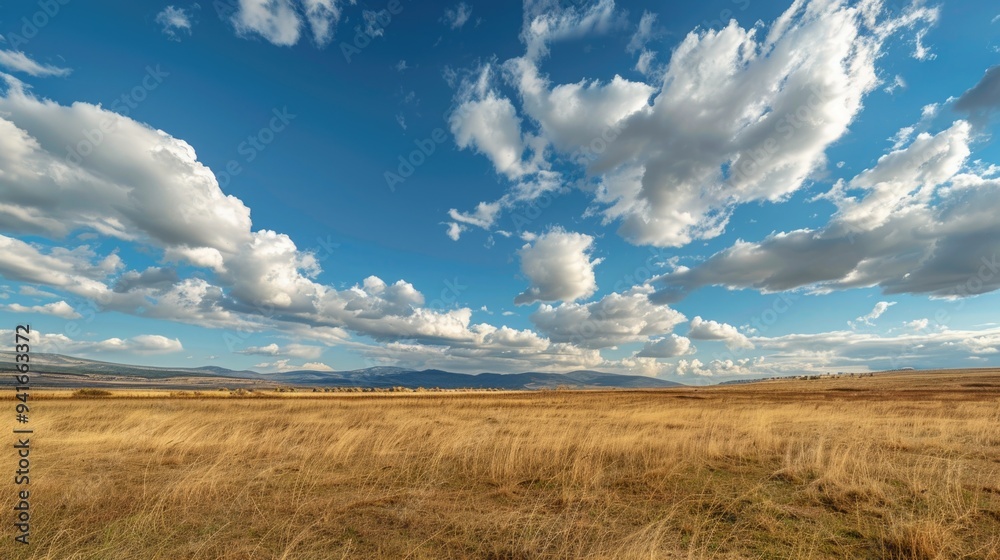 A serene image of a grassy field with a few clouds in the sky A serene image of a grassy field with a few clouds in the sky