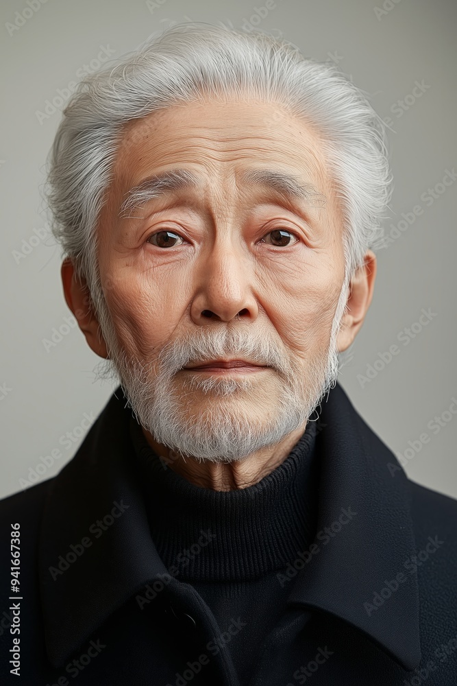 Portrait of a Senior Asian Man with Gray Hair and Beard Portrait of a Senior Asian Man with Gray Hair and Beard