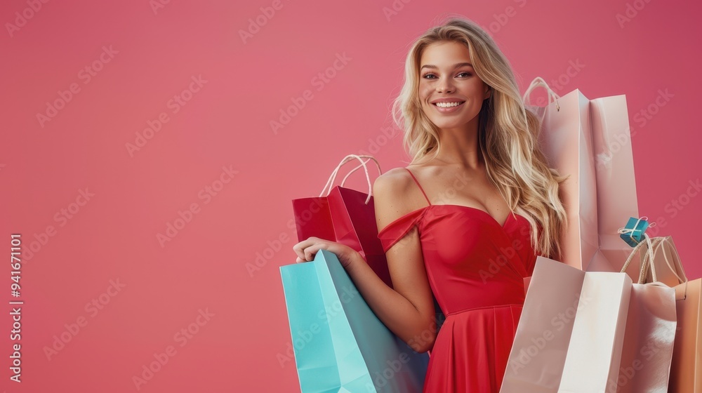 The woman with shopping bags The woman with shopping bags