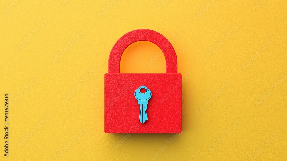 Locked key symbol, padlock and keyhole, flat design illustration Locked key symbol, padlock and keyhole, flat design illustration