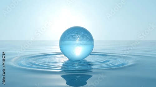 Glass Sphere Floating on Calm Water