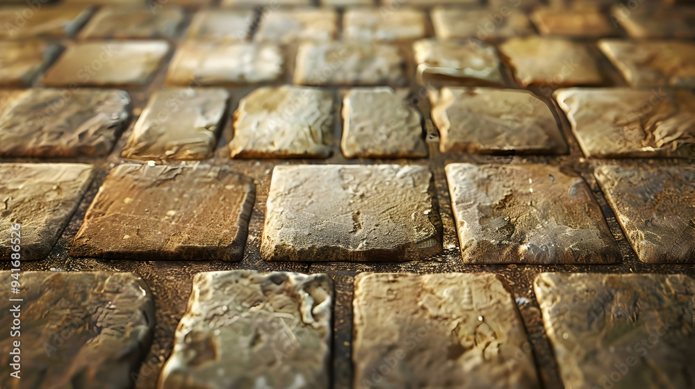 Close-up shot of wet stone pavement. Close-up shot of wet stone pavement.