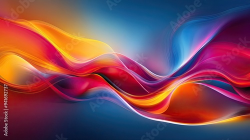 Abstract, flowing lines in bright, contrasting colors illustrating the life cycle, set against a plain, elegant backdrop.