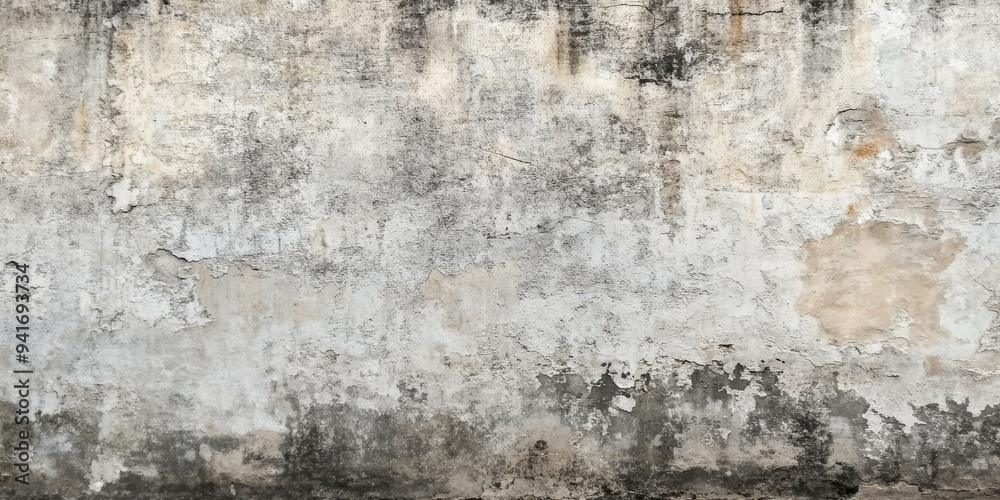 A textured concrete wall with peeling paint and signs of weathering in soft, muted tones A textured concrete wall with peeling paint and signs of weathering in soft, muted tones