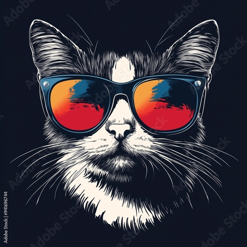 Cat With Glasses Illustration