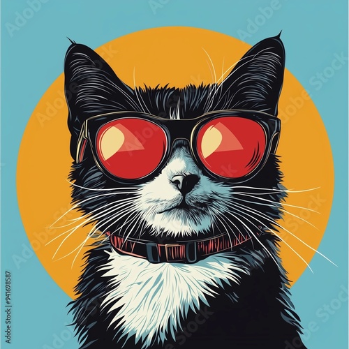 Cat With Glasses Illustration