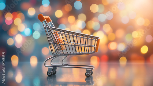 Shopping Cart on Bokeh Background - Perfect for E-commerce and Retail Designs