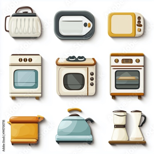 Vector Illustration Of Table Where And Kitchen Items