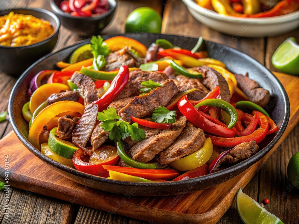 Fajita Fantasy: Sizzling hot colors, grilled meats, sautéed peppers and onions, smoky and aromatic flavors. Fajita Fantasy: Sizzling hot colors, grilled meats, sautéed peppers and onions, smoky and aromatic flavors.