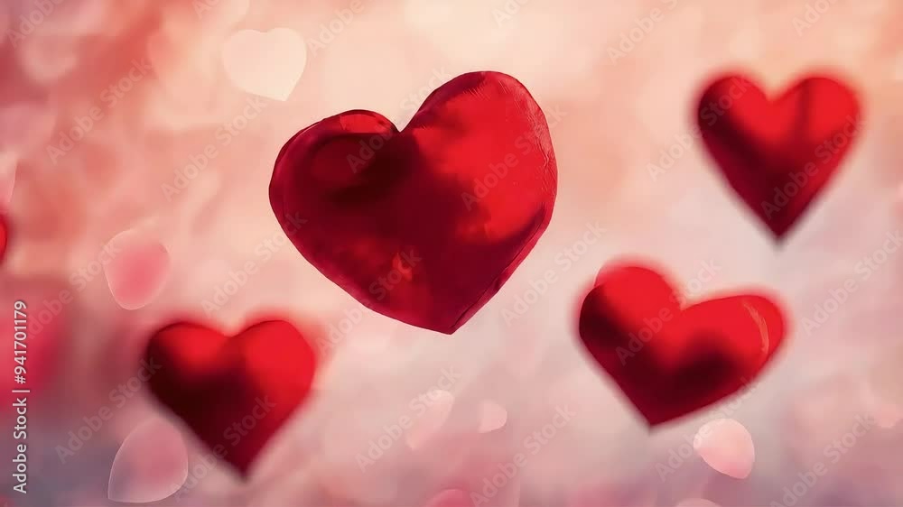 Red hearts with bokeh background, Valentine's Day. Red hearts with bokeh background, Valentine's Day.
