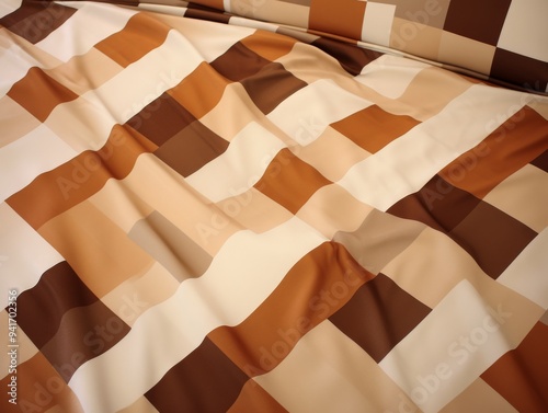 Super cool retro modern trendy checkery soft Brown colors irregular cartoonish pattern photo