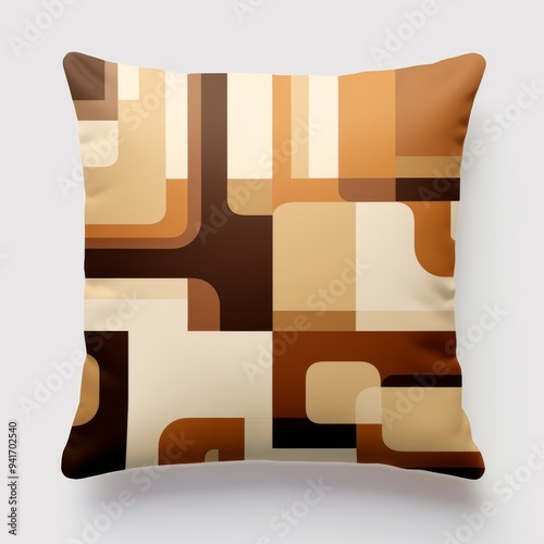 Super cool retro modern trendy checkery soft Brown colors irregular cartoonish pattern photo