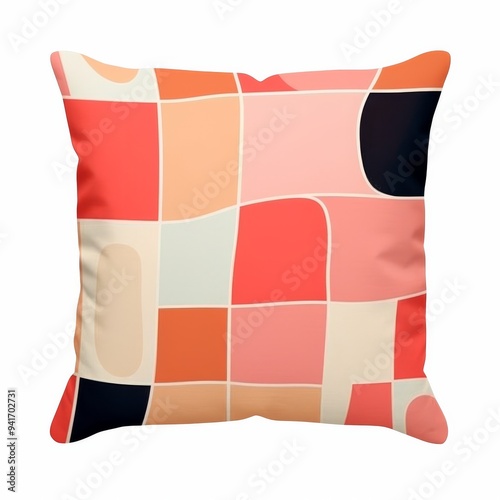 Super cool retro modern trendy checkery soft Coral colors irregular cartoonish pattern photo