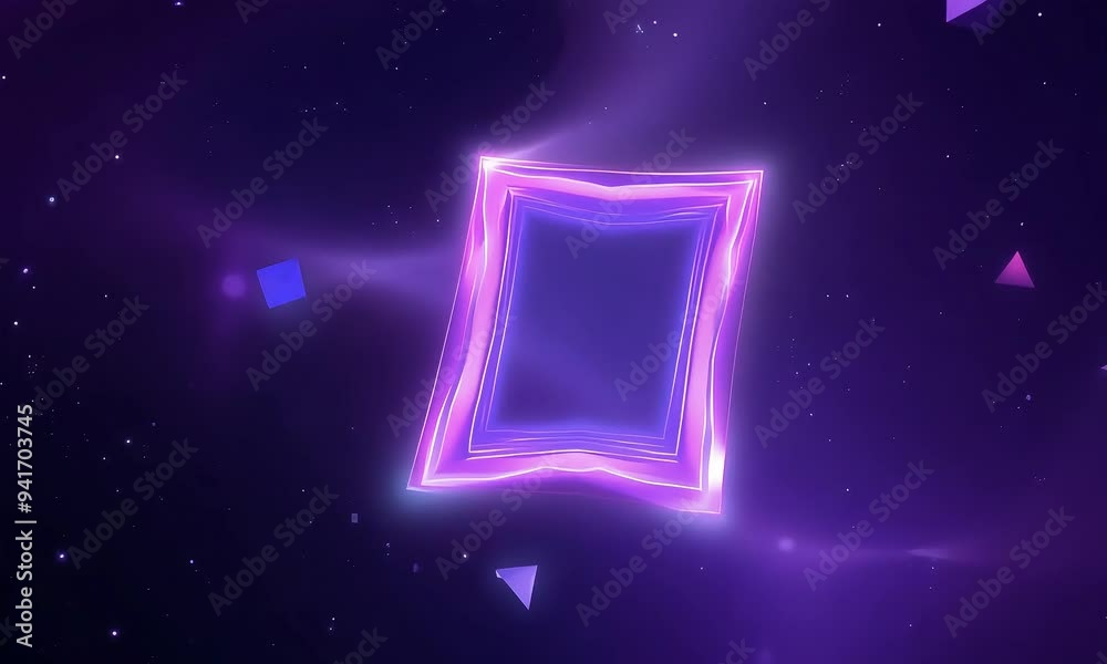 Cosmic Gateway: A radiant, rectangular portal shimmers with purple and blue hues against a backdrop of swirling nebulae and twinkling stars, inviting exploration into the unknown. Cosmic Gateway: A radiant, rectangular portal shimmers with purple and blue hues against a backdrop of swirling nebulae and twinkling stars, inviting exploration into the unknown.