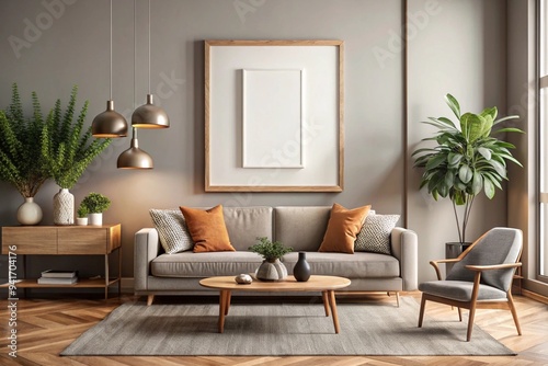 Stylish Living Room Interior with  Frame Poster  Modern interior design