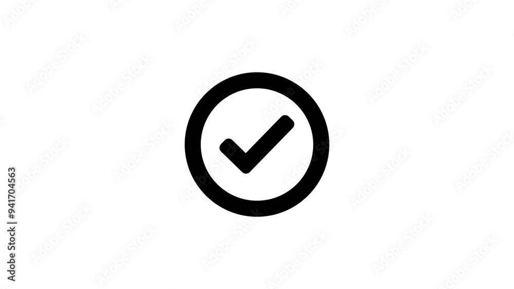 Icon motion checkmark symbol in circle, ideal for illustrating completion, approval, success, or selection in presentations, documents, or web designs. Icon motion checkmark symbol in circle, ideal for illustrating completion, approval, success, or selection in presentations, documents, or web designs.