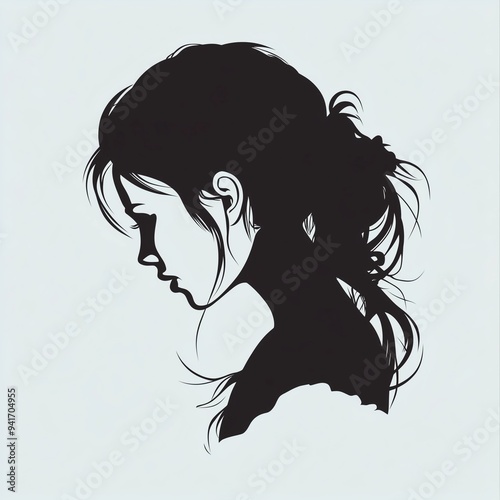 Black and White Female Silhouette Graphical illustration