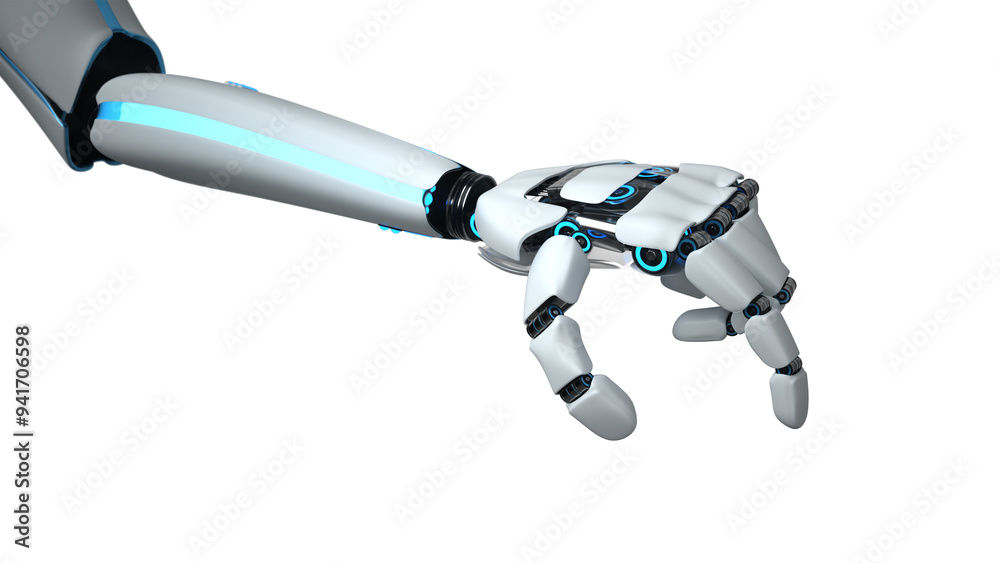 3d illustration, transparent. Humanoid Robot Hand 3d illustration, transparent. Humanoid Robot Hand
