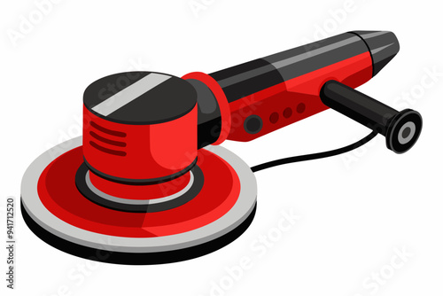 Red and Black Electric Polisher with Ergonomic Handle and Rotating Pad