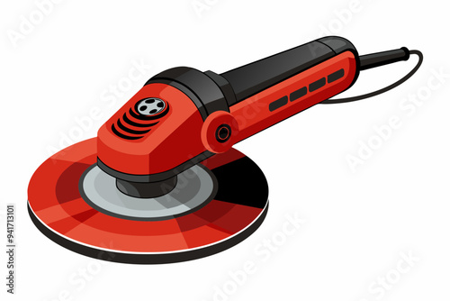 Red and Black Electric Polisher with Ergonomic Handle and Rotating Pad