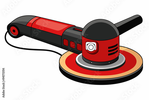 Red and Black Electric Polisher with Ergonomic Handle and Rotating Pad