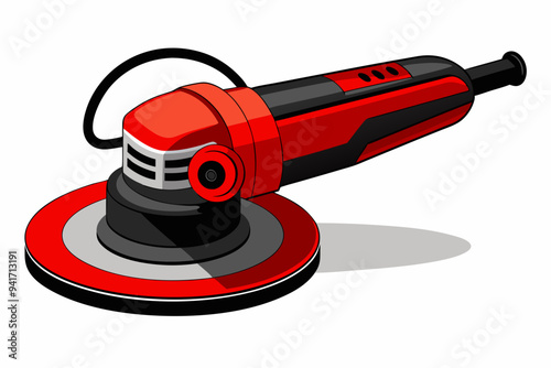 Red and Black Electric Polisher with Ergonomic Handle and Rotating Pad