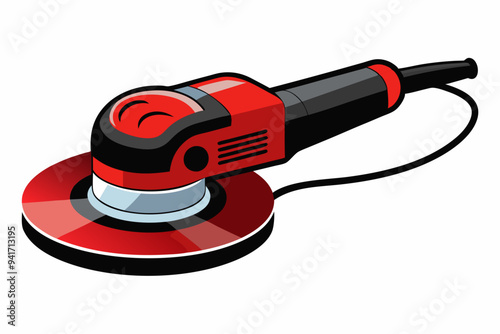 Red and Black Electric Polisher with Ergonomic Handle and Rotating Pad